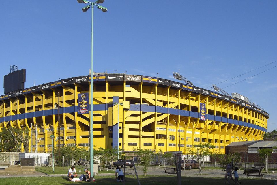 La Bombonera, the blue and yellow stadium of Boca Juniors