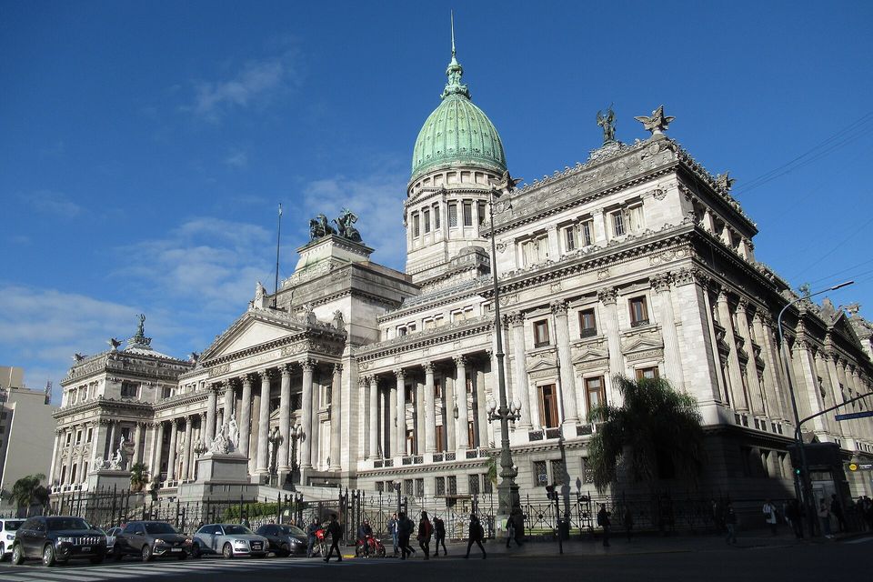 The Argentine National Congress palace with its green dome